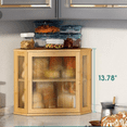 thumbnail image 3 of Corner Bread Box for Kitchen Counter, Bamboo Wood Large Capacity Bread Storage Bin with Acrylic Wavy Door Panel, 3 of 6