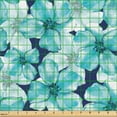 thumbnail image 2 of Ambesonne Floral Fabric by the Yard Upholstery, Nature Aquatic Blossoms Art, 10 Yards, Indigo and Turquoise, 2 of 5