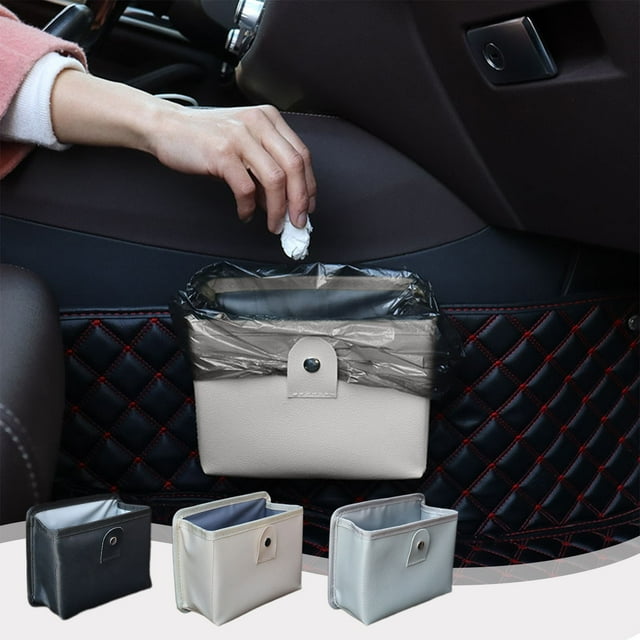 Foldable Car Trash Can - Hanging Leather Car Garbage Bag for Door, Multifunctional Storage Organizer for Small Items