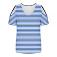 thumbnail image 4 of zfwon Women'S Casual Cold Shoulder T Shirt V Neck Short Sleeve Blouse Tunic Tops Sexy Casual Comfy T Shirt Colorblocked Gradient Print T-Shirt Pullover Tees Shirts, 4 of 6