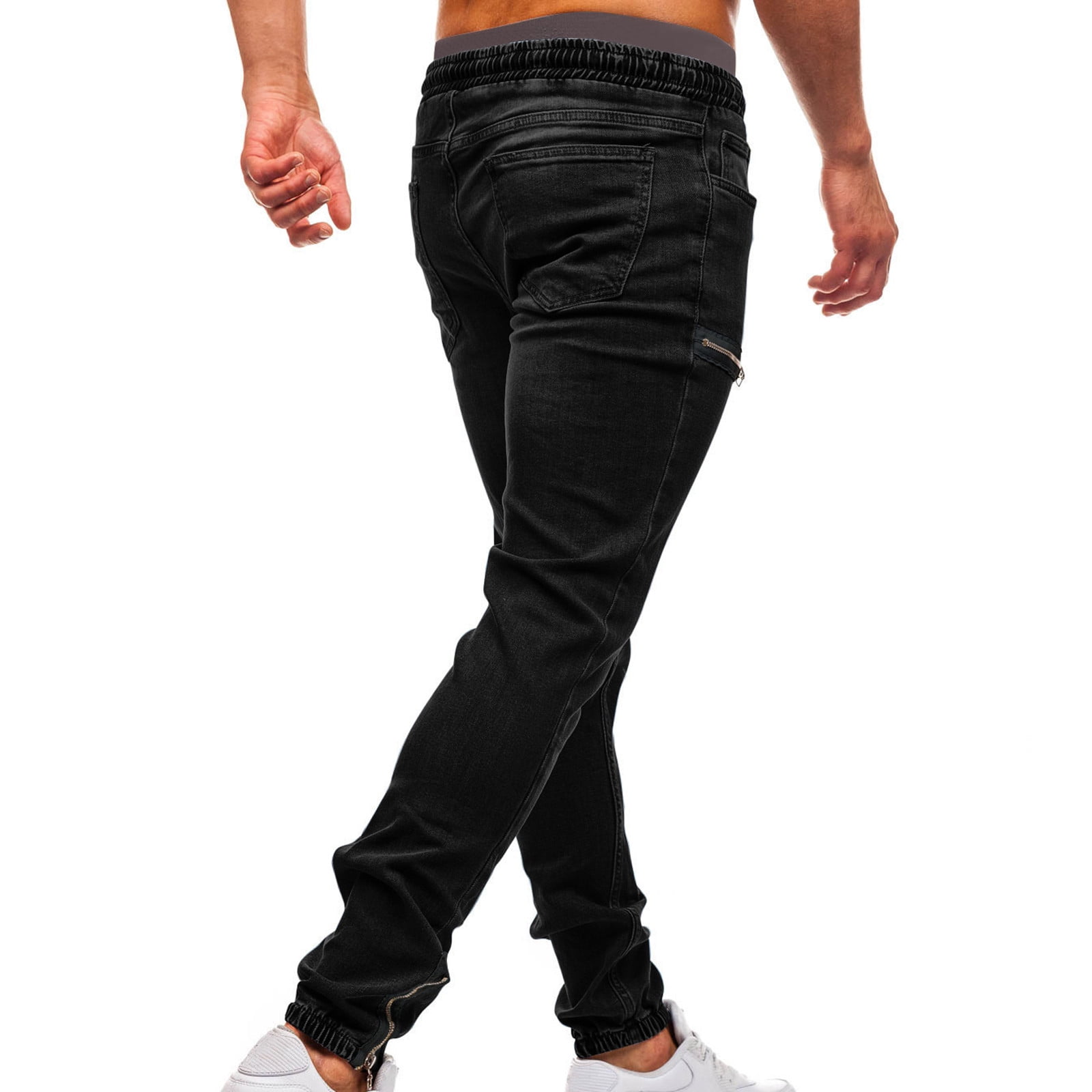 Men's Stretch Slim Fit Ripped Jeans - Distressed Denim Pants, Flex Waist, Skinny Straight Leg