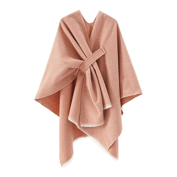 AWZXDE Women's Solid Color Large Split Warm Casual Comfort Loose Versatile Cape for Daily Leisure Wear Light Pink,One Size