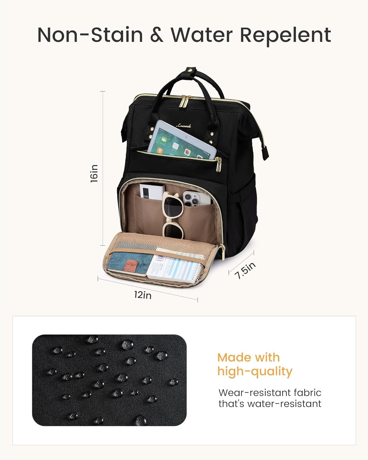 LOVEVOOK Laptop Backpack for Women with Giant Tumbler Holder Pocket,15.6 inch Waterproof Travel Backpack Purse Computer Laptop Bag,Professional Work College Nurse Teacher Backpack Casual Daypack