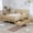 Natural + Wood + Full, variant on Twin Size Wood Platform Bed with Guardrails on Both Sides and Two Storage Drawers ,White