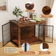 thumbnail image 3 of Furmax Wooden Indoor Dog Crate Furniture with Double Doors and Thick Cushion,Brown, 3 of 7