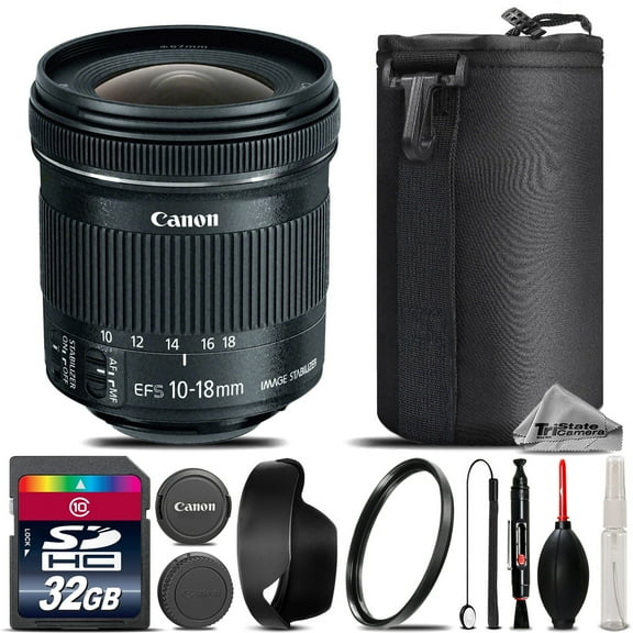 Canon EF-S 10-18mm IS STM Lens   UV Filter   Case   Cleaning Kit - 32GB Kit
