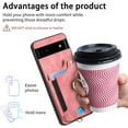 thumbnail image 5 of Phone Case for Google Pixel 6A 5G 2022 Wallet Cover with Tempered Glass Screen Protector and Wrist Strap Lanyard RFID Credit Card Holder Ring Stand Cell Accessories Pixel6A A6 Women Men Pink, 5 of 12