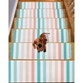 thumbnail image 2 of Coral Red Aqua Stripes Stair Treads Non Slip for Steps Minimalist Abstract Vertical Striped 4 Pcs Reusable Adhesive Stair Runner Mats for Dogs Elders Carpet Treads Rugs for Staircase 8x30 In, 2 of 7