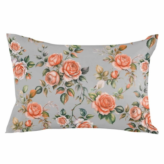 Red Rose Throw Pillow Cover 20 x 30 Inch Decorative Pillow Cover Farmhouse Romantic Botanical Floral Vines Lumbar Pillowcase Seasonal Rectangle Cushion Case for Couch Sofa Bed Living Room