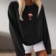 thumbnail image 3 of Sudadera sin capucha Gibobby con cuello redondo y Estampado pequeño de Navidad informal a la moda para mujer Negro XL, 3 of 4