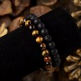 thumbnail image 3 of RSAMD 7 Chakra Black Natural Lava Stone Beaded Jewelry Diffuser Charm Bracelet Unisex-7 Chakra Bracelets Style 3, 3 of 9