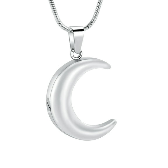 Moon Cremation Neckalce for Ashes for Women Men, Stainless Steel Memorial Lockets Keepsakes Jewelry for Ashes Pendant