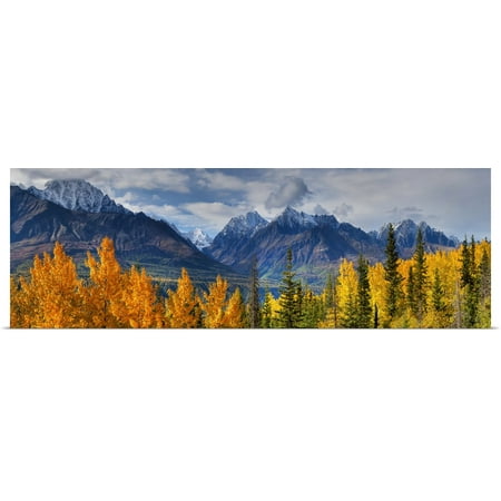 Great BIG Canvas | Rolled Lucas Payne Poster Print entitled Panoramic View Of The Fall Foliage And Snowcapped Chugach Mountains, Alaska
