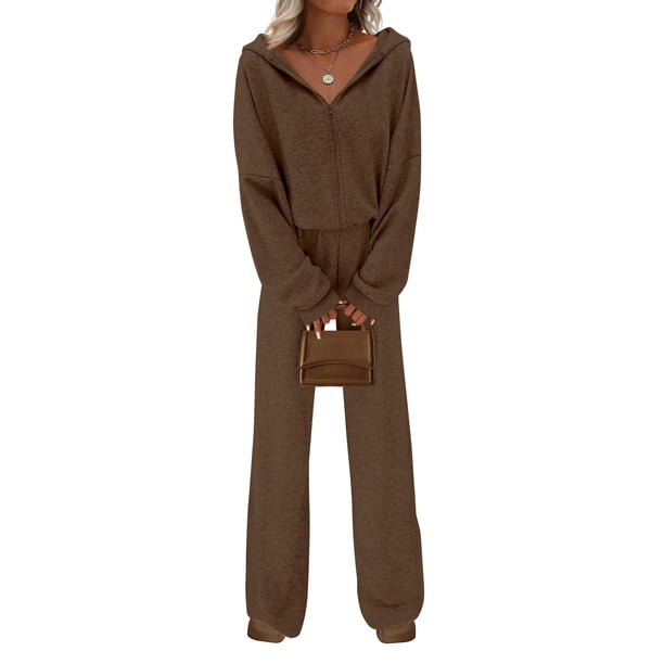 Conjunto Deportivo PRETTYGARDEN 2 Piezas Sudadera con Capucha y Pantalones de Pierna Ancha M