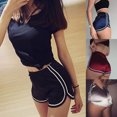 thumbnail image 3 of Aellinatey Women Summer High Waist Yoga Dance Satin Sexy Booty Shorts Retro Dolphin Hem Striped Solid Color Gym Running Hot Pants, 3 of 13