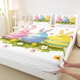 thumbnail image 4 of Erosebridal Funny Easter Eggs Kids Full Size Sheets,Colorful Blossom Flowers Cute Daisy Bed Sheets For Girls 4 Pieces, 4 of 6