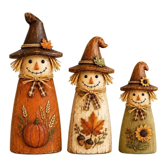 Vintage Wooden Scarecrow Fall Decor Set, Thanksgiving Autumn Home Decorations, 2D Fall Decor for Mantels, Shelves, Entryway Tables, Coffee Bars,3pc