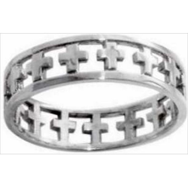 Solid Rock Jewelry 124509 Bague Découpe Croix Style Inoxydable 384 Taille 11