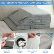 KingPavonini Adjustable Leg Elevation Pillows for Swelling, Cooling Gel Memory Foam Wedge Pillows for after Surgery, Sciatica Back Knee Hip Ankles Pain Relief