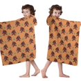 thumbnail image 4 of Orange Bigfoot and Grass Pattern Hooded Bath Towel，50"x30" for Ages 3 To 12 Kids, Quick Dry Lightweight Soft Microfiber Hood Beach Towel Cover Up for Kids, 4 of 7