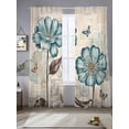 thumbnail image 2 of Blue Tulip Sheer Curtains 96 Inch Length 2 Panels Set Window Treatments, Vintage Flowers Leaves Butterfly Botanical Rod Pocket Semi Curtains for Living Room/Bedroom/Kitchen Décor, 104"W x 96"L, 2 of 7