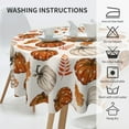 thumbnail image 3 of Fall Tablecloth Round 60 Inch Burnt Orange White Pumpkins Leave Table Cloth,Stain Resistance Polyester Thanksgiving Day Harvest Table Covers for Kitchen Dining,Small Tablecloth for Party Picnic, 3 of 6