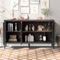 thumbnail image 2 of Wood Storage Cabinet with Adjustable Shelf, Entry Accent Cabinet Buffet Sideboard with 3 Tempered Glass Doors, 2 of 8