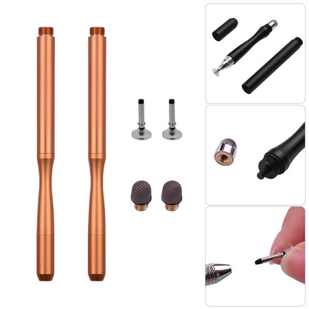 Touch Screen Drawing Stylus Fine Point 2 in 1 Precision Stylus Pens with Fiber Tip and Disc Tip Universal Capacitive TouchScreens Stylus Pen for Cellphone Tablet Writing Drawing Pack of 2pcs 2Gold ()