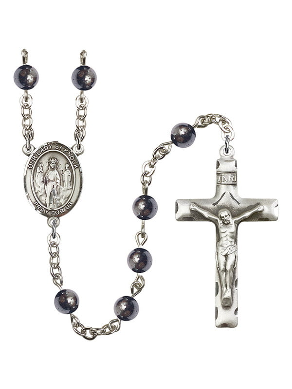Every Birth Month Color Bonyak Jewelry Our Lady of Knock Silver Plate Rosary Bracelet 6mm Fire Polished Beads