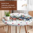 thumbnail image 5 of Round Tablecloth Patriotic Butterfly 4th of July Elastic Edge Fitted Red Blue Stars Plastic Table Cover,Waterproof Oil Proof for Dinner,Outdoor, Picnic, 55"- 60" DIA Tables Eucalyptus, 5 of 8