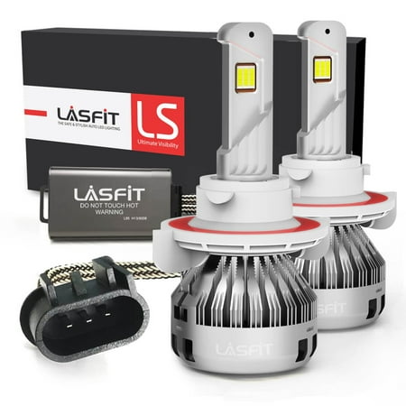 LASFIT LS Plus H13 9008 LED Headlight Bulbs-Flip Chips-100W 11000LM 6000K-Dual Hi/Lo Beam Bulbs-2 Yr