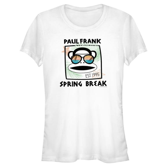 Junior's Paul Frank Spring Break Julius the Monkey  Graphic Tee White Small