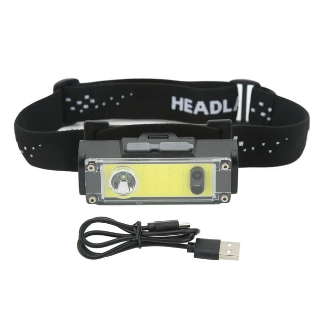 Induction COB Headlight, Replaceable Battery COB TYPE C Fast Charging Fixed Focusing Headlamp Rechargeable With LED Indicator For Camping