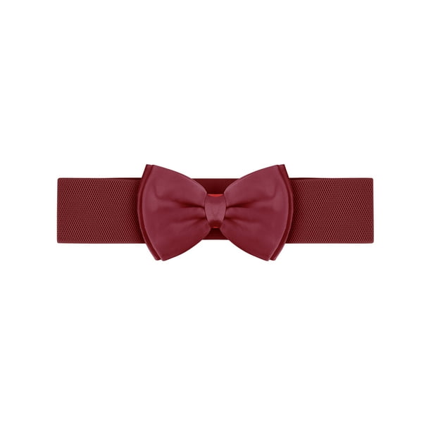 Cinturones elásticos con lazo INSPIRE CHIC para mujer, ancho de 2.4" elegante y lindo, cinturón ajustable para vestido de boda de 24 a 32" color rojo vino