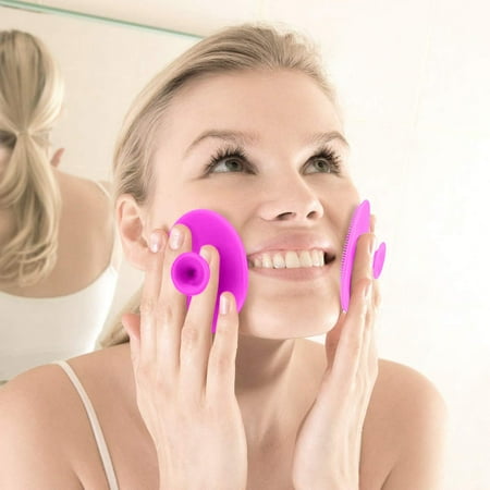 1pc Soft Silicone Facial Cleansing Brush Pad Exfoliator Scrub Scrubby For Massage Pore Blackhead Removing Present For Girl Sister Best Shower Nozzle Hot Pink Silica Gel