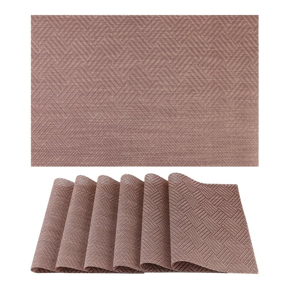 REGALWOVEN 6 Pack Place Mats, Placemats for Kitchen Dining Table Decor Heat Resistant Table Placemats Wipeable Table Mat Bronze 18*12in