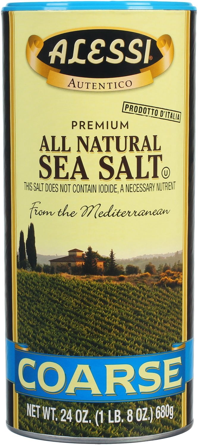 Alessi Premium All Natural Coarse Sea Salt Adds Taste & Texture 24oz (2 Pack)