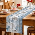 thumbnail image 5 of Blue Coastal Table Runner 90 Inches, Beach Ocean Nautical Seashells Starfish Coral Bed Runner Dresser Scarves Tabletop for Indoor Outdoor Parties/Ceremony/Banquet, 13" x 90", 5 of 9