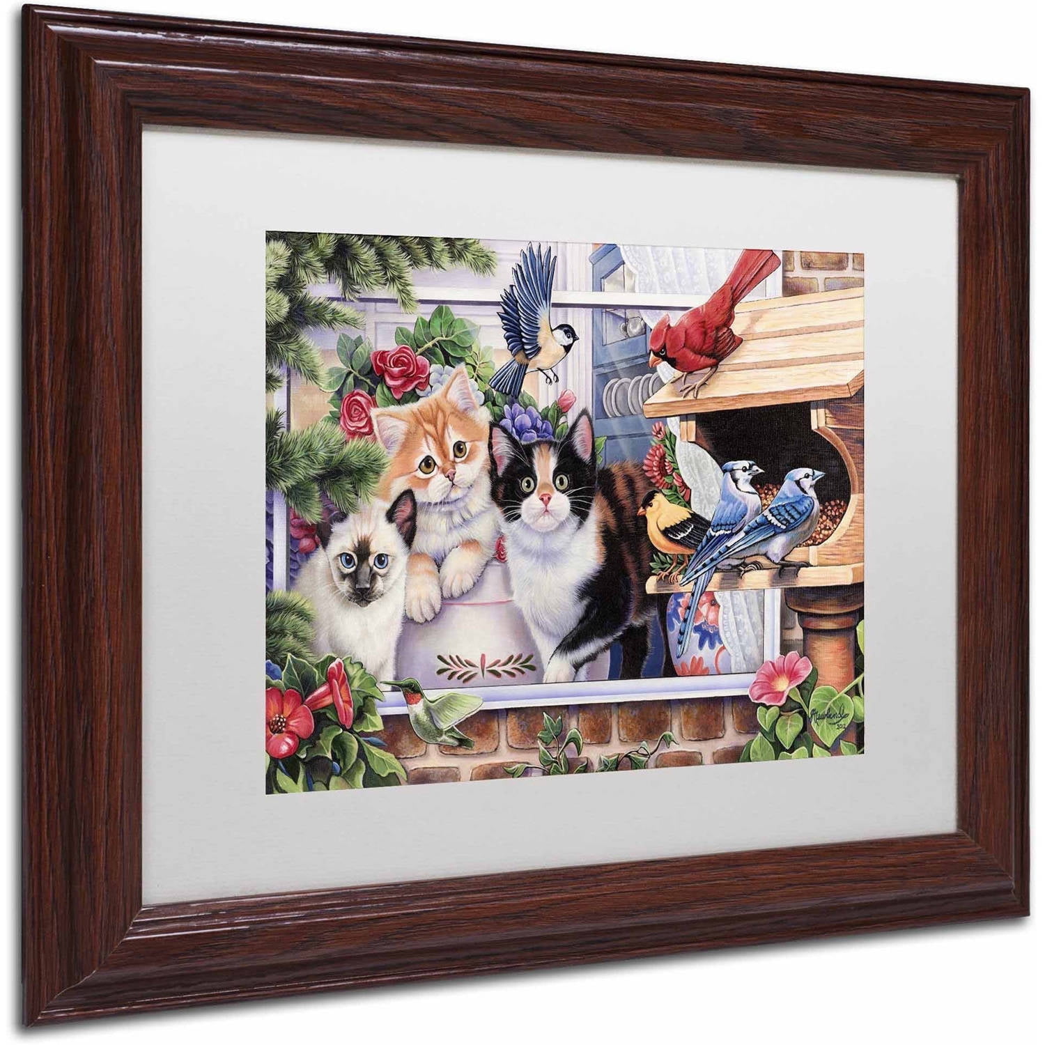 Trademark Fine Art 'Springtime Wonders' Canvas Art by Jenny Newland, White Matte, Wood Frame
