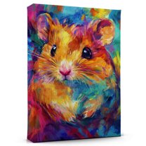 Hamster Black Canvas Wall Art Animal Decor, Hamster Black Canvas Prints Wild Animal Artwork for Living Room Bedroom Office 190HD487