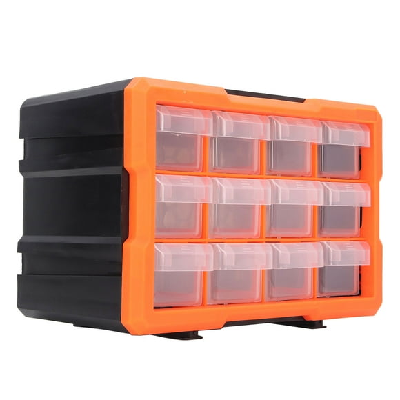 FYBTO Drawer Parts Box 12 Drawers PVC Hardware Storage Organizer Stackable Tool Storage Box-0906