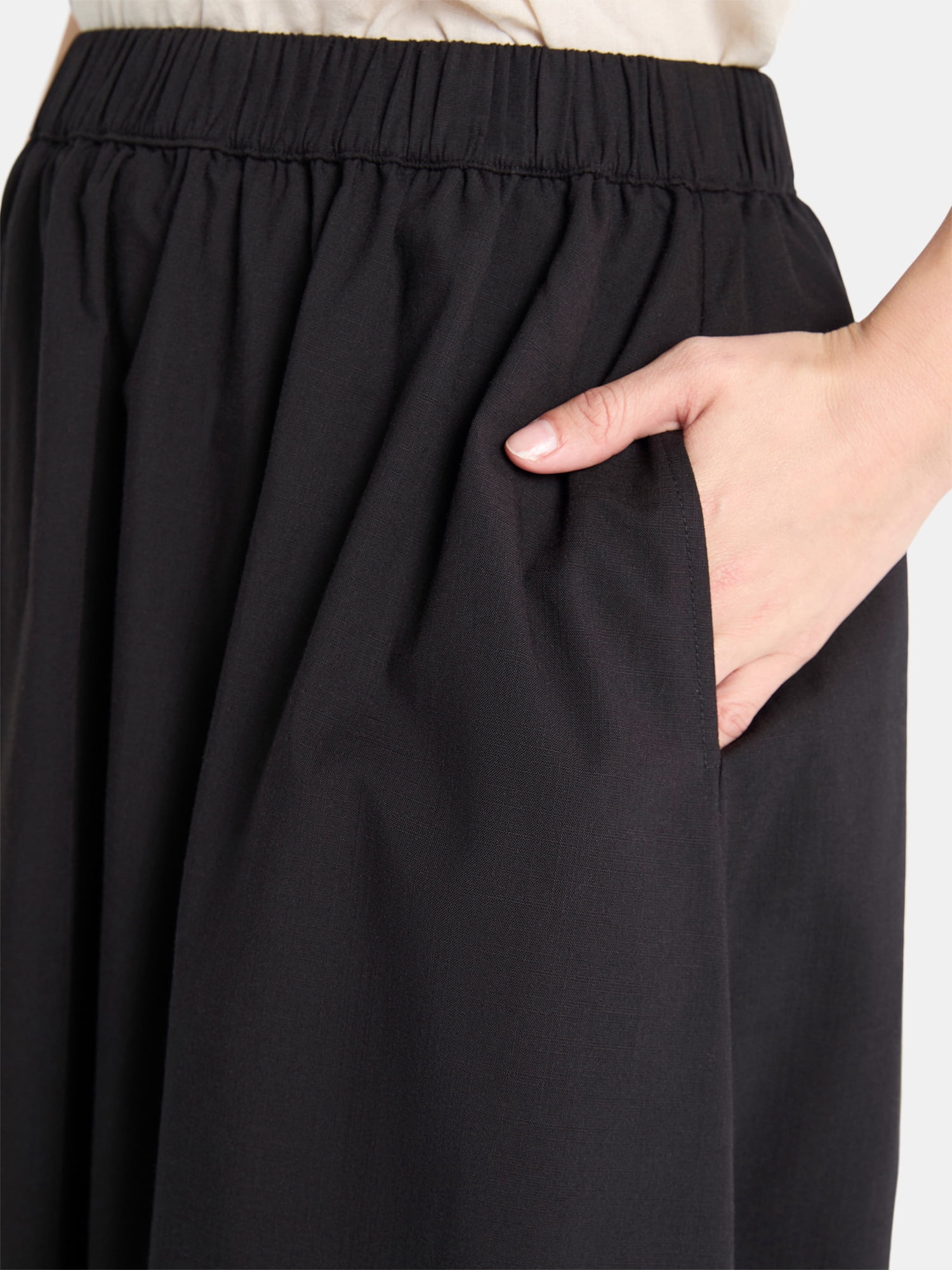 Time and Tru's Women's Pull On Midi Skirt with Pockets, XS-XXXL