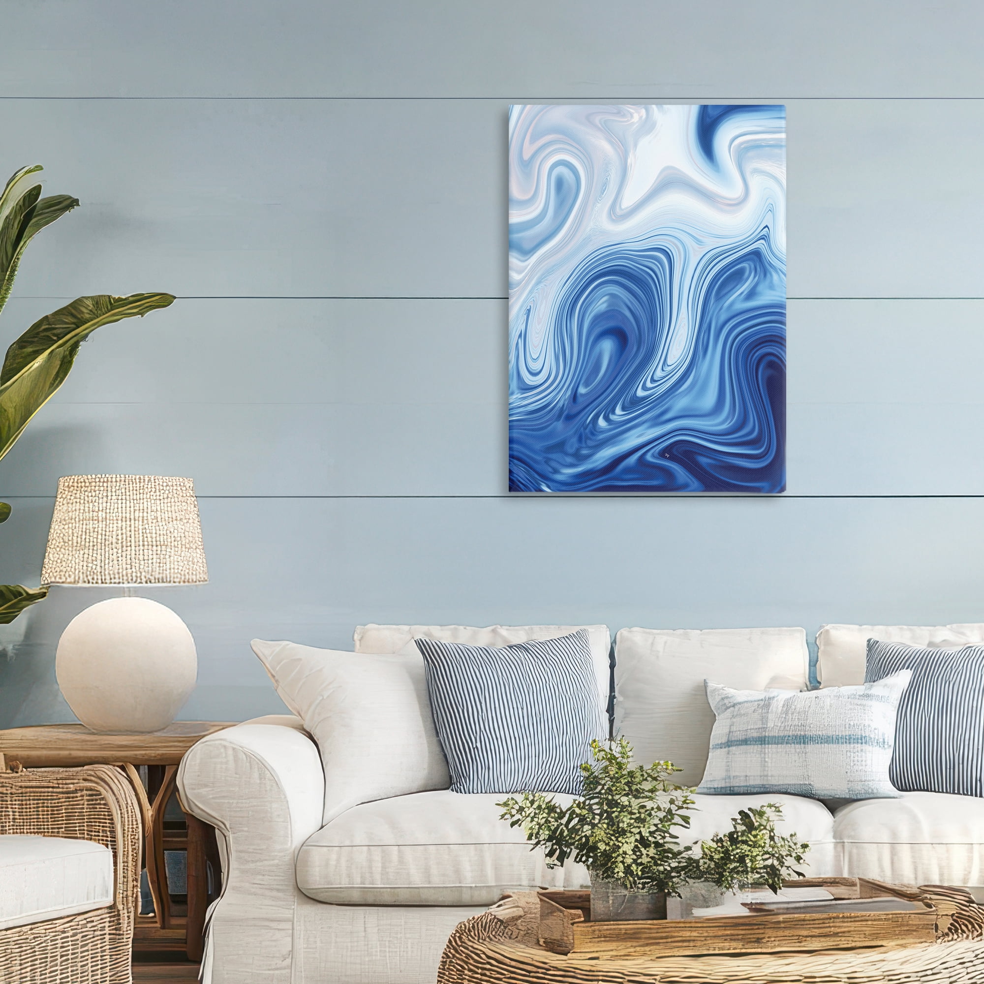 Stupell Industries Blue Marble Fluidity Canvas Wall Art, design by Martina Pavlova