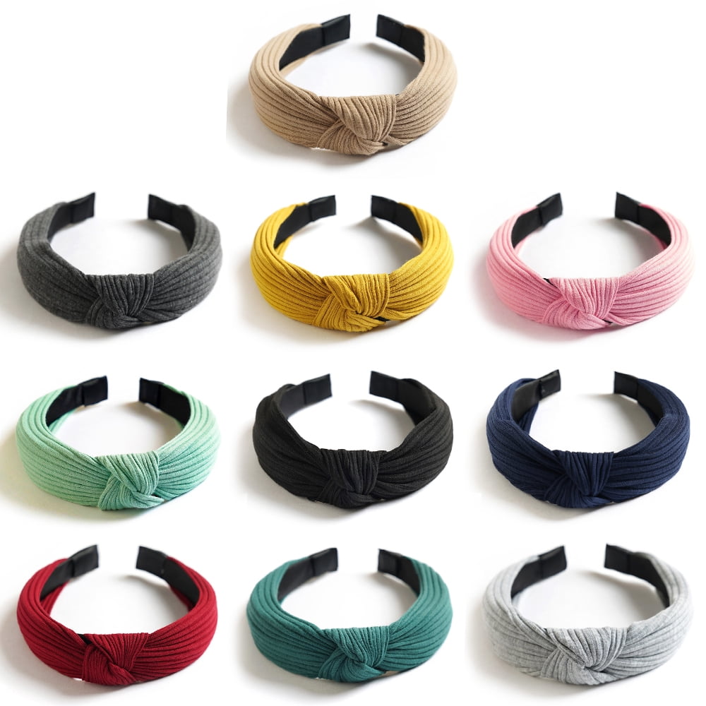 VEGCOO Headbands for Women Knotted Headband Workout Hairbands Top Knot