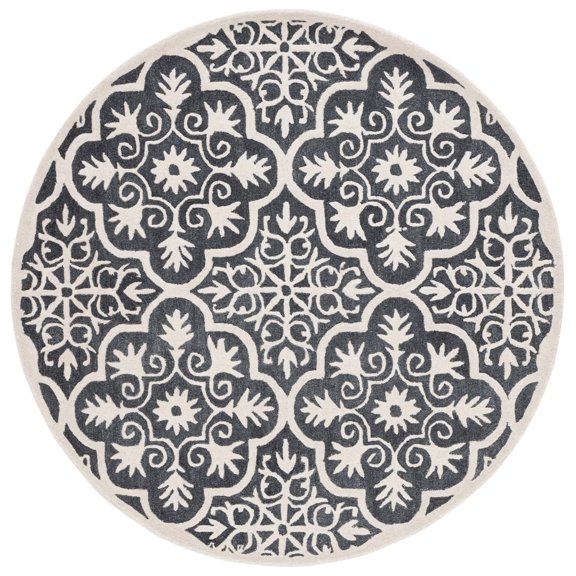 SAFAVIEH Metro Phipp Medallion Area Rug, Black/Ivory, 6' x 6' Round