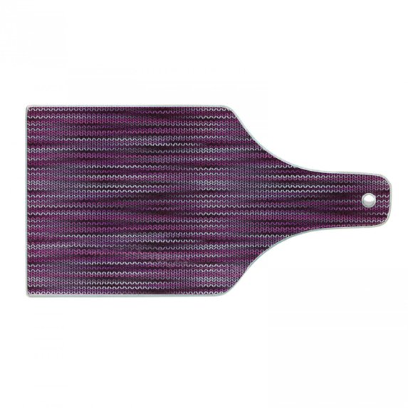 Magenta Cutting Board, Vintage Knit Pattern Featured Variations of Pink Tone Nostalgic Vibrant Art, Tempered Glass Cutting and Serving Board, Wine Bottle Shape, Fuchsia and Violet, by Ambesonne