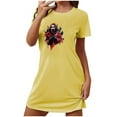 thumbnail image 3 of Hvot&aat Women's Halloween Dresses Stickers Pumpkin Skull Ghost T-shirt Dress Round Neck Short Sleeves Nightdress, 3 of 3
