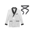 thumbnail image 5 of Zaldita Men's Smoking Jacket Satin Gown Robe Long Sleeve Short Kimono Smoking Robe Coat with Belt White 3XL, 5 of 7