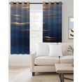 thumbnail image 2 of Navy Blue Blackout Curtains for Bedroom Living Room Darkening Curtains 90 Inch Luxury Golden Modern Abstract Art Black Out Window Curtain Privacy Insulated Window Treatment Grommet Drapes 52"x90"x2, 2 of 9