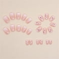 thumbnail image 4 of Christmas Decoration Fofosbeauty 24pcs Press on False Nails,Fake Nails for New Year Valentine's Gift,Square Flowers Smudged Pink, 4 of 9